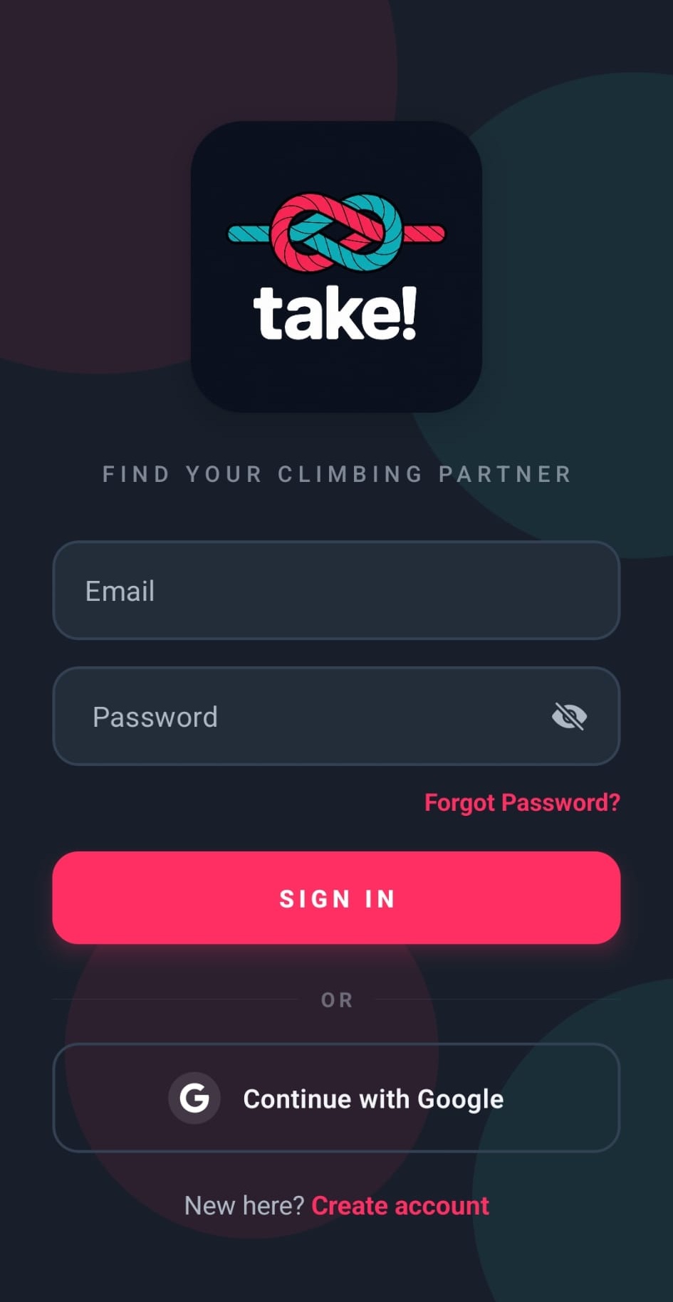 Login screen